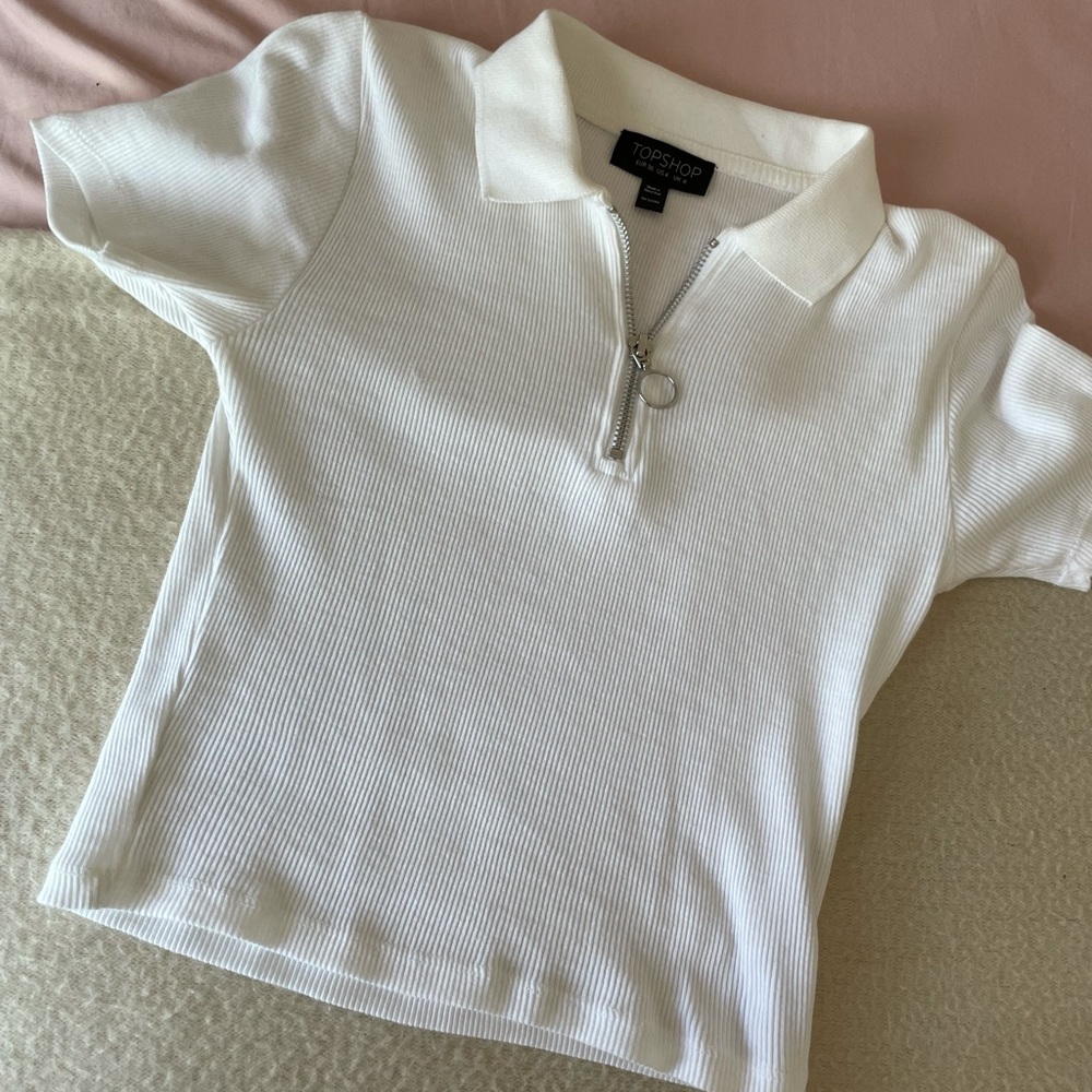 White collard crop top